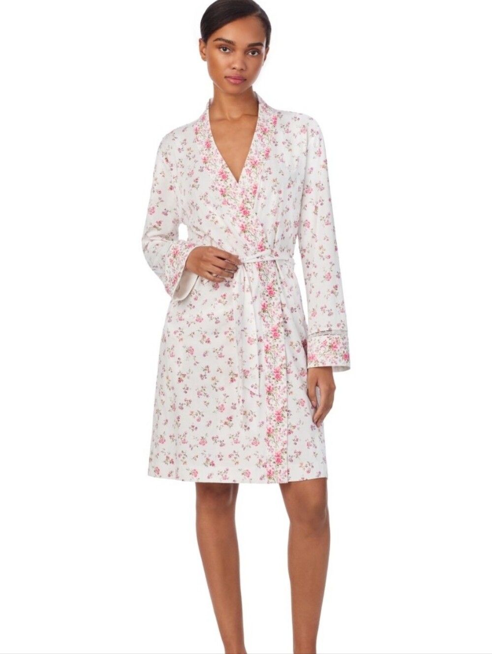 Lauren Ralph Lauren Women's Long-Sleeve Kimono Wrap Robe - Ivory Floral